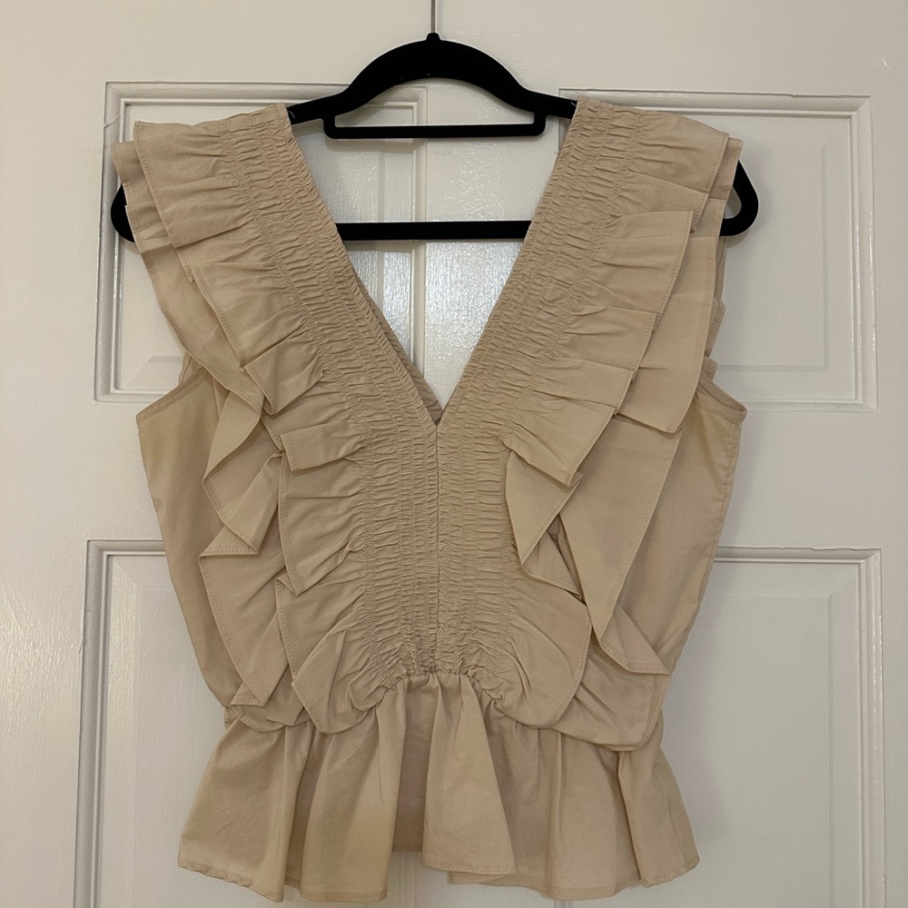 Chapter Beige Ruffle Blouse